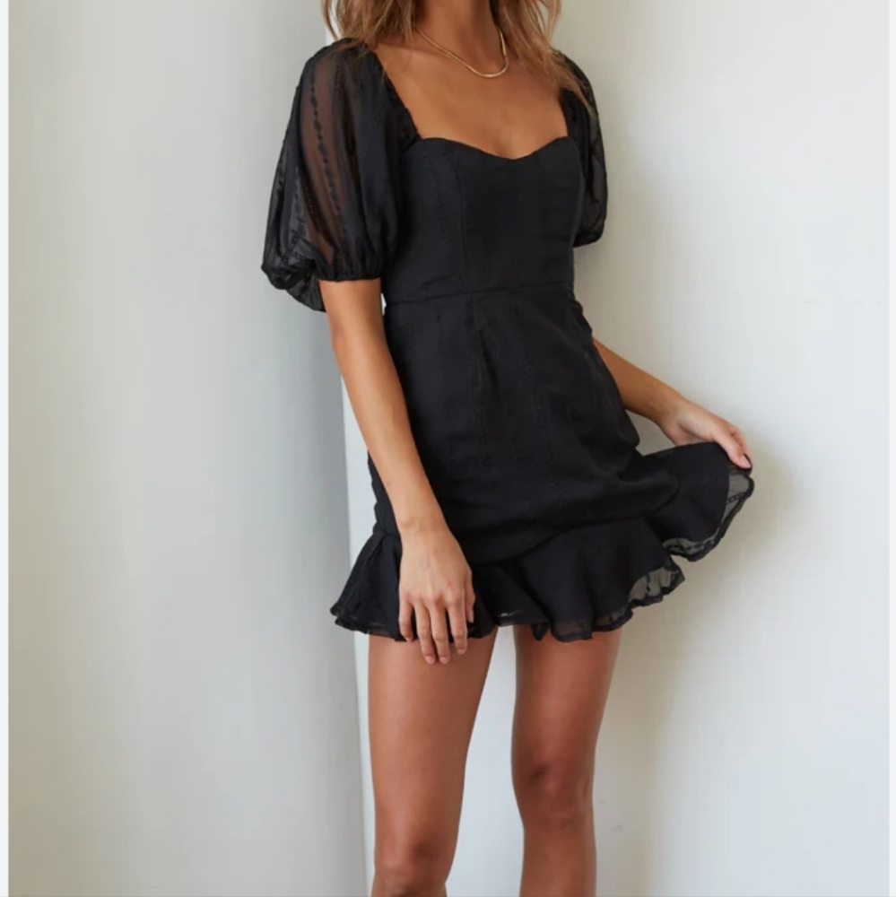 American Threads Ayla Puff Ruffle Mini Dress